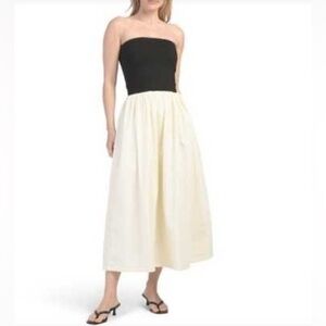 Paper Heart Strapless Mixed Media Maxi Dress Black White Women’s Large